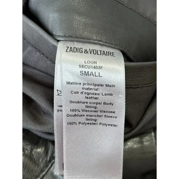 Zadig & Voltaire Loon Spi Biker Jacket Womens Small Black Lamb Leather‎ NWT - Picture 13 of 16